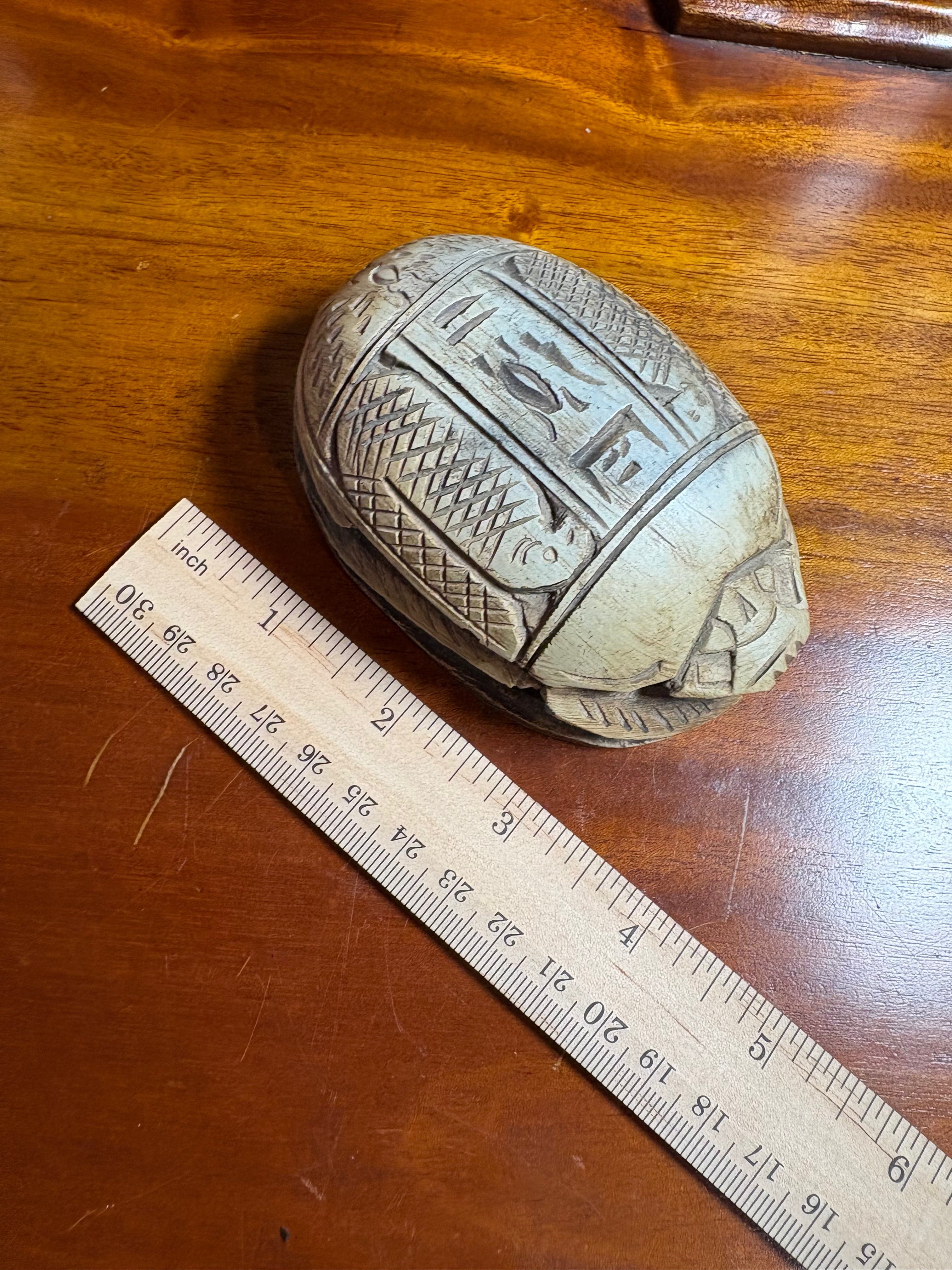 Carved Stone Egyptian Scarab Amulet angle 2
