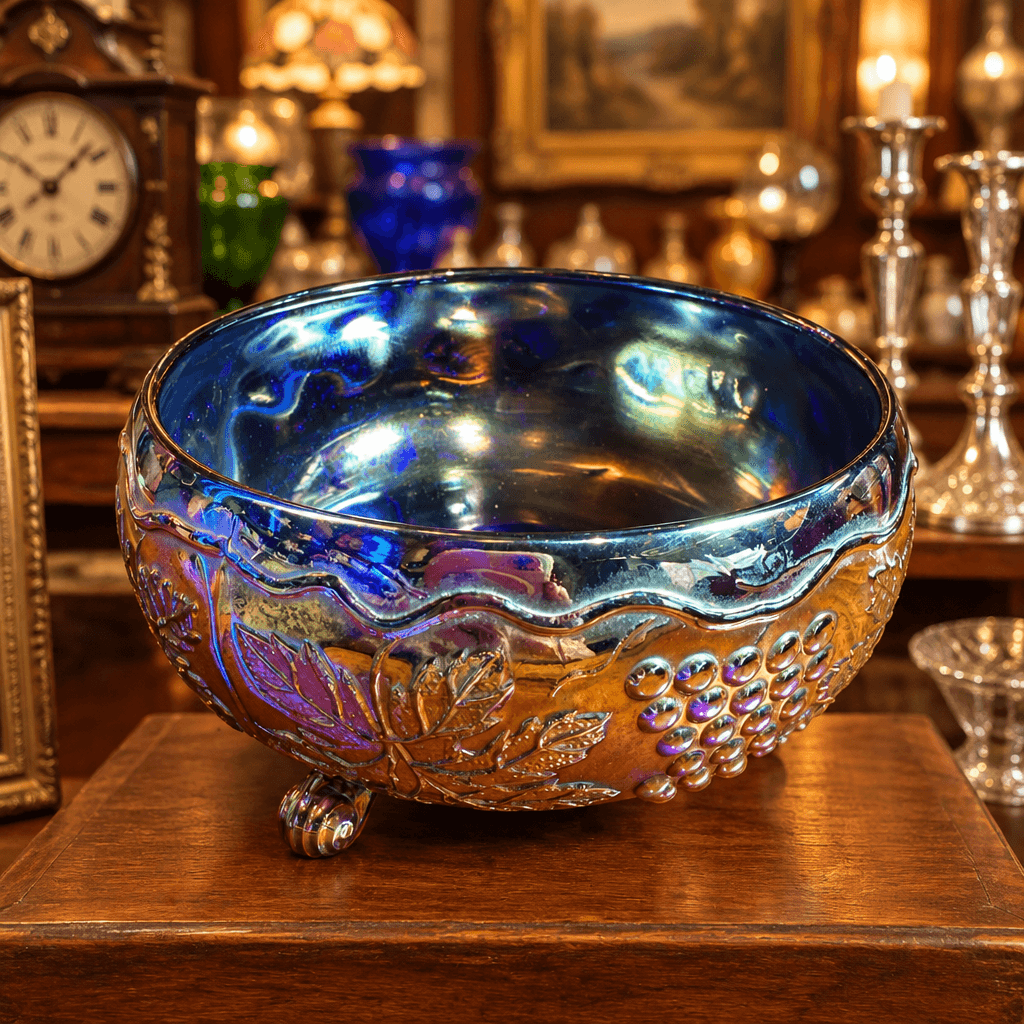 Fenton Blue Carnival Glass Fernery