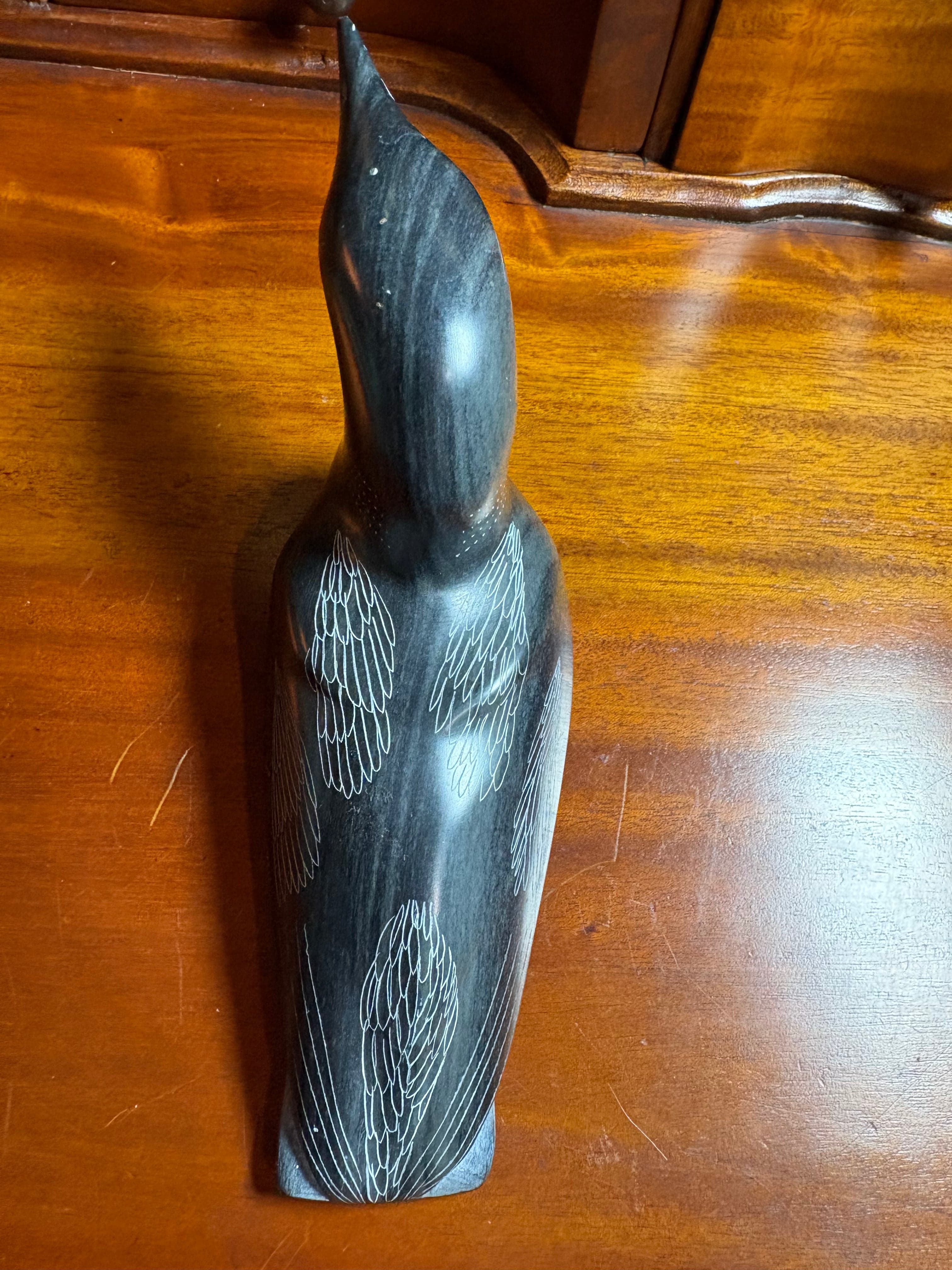 Inuit Soapstone Loon Carving angle 2