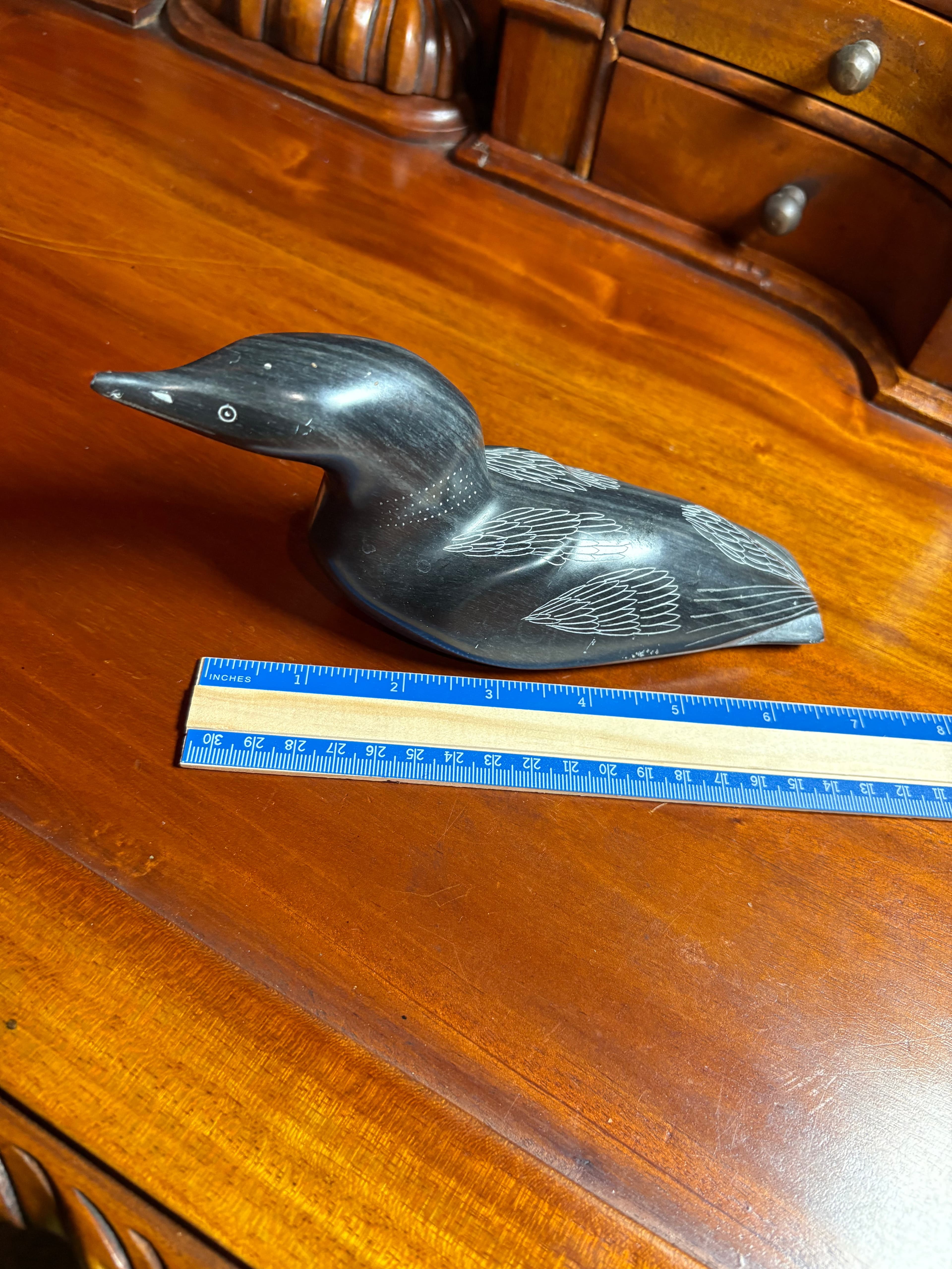 Inuit Soapstone Loon Carving angle 4