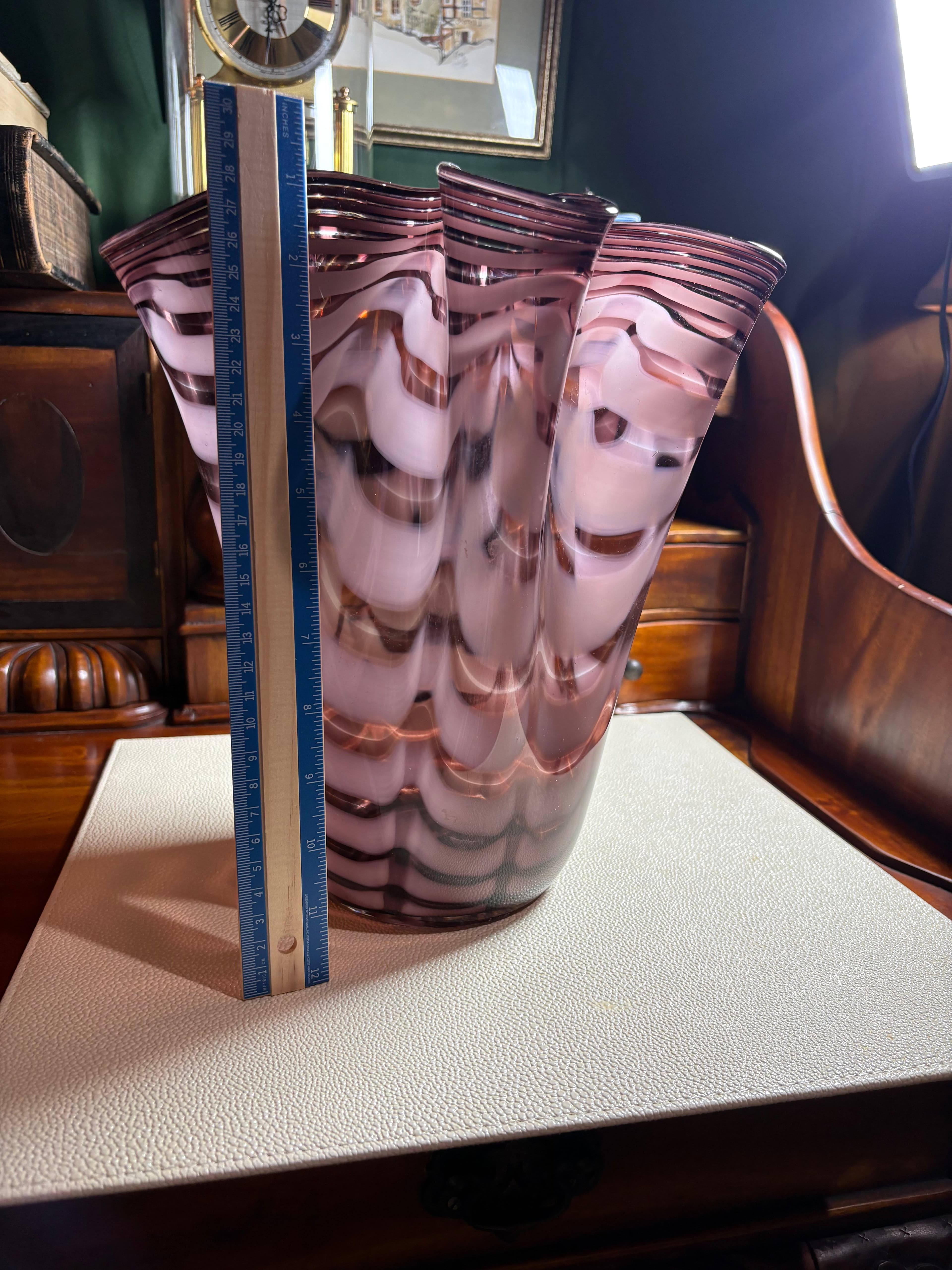 Royal Gallery Amethyst Handkerchief Art Glass Vase angle 2