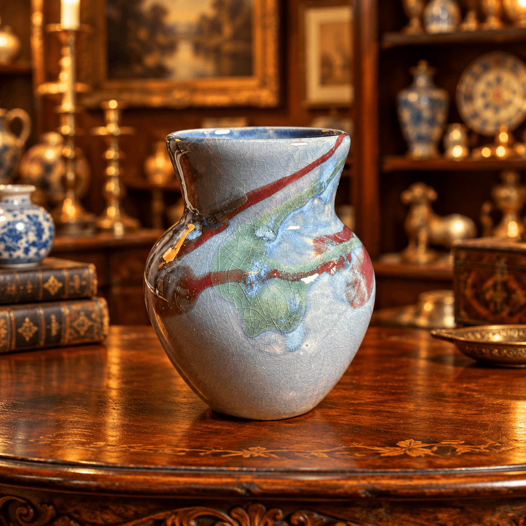 Studio Pottery Crackle Glaze Vase